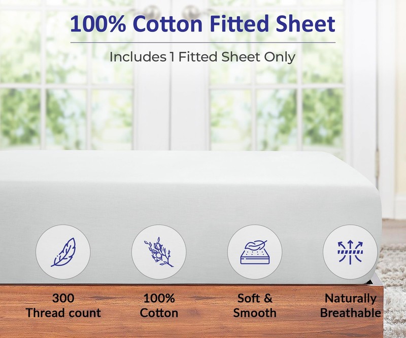 ROYALE LINENS 300 Thread Count 100% Long Staple Combed Cotton Fitted Sheet Tw... gallery