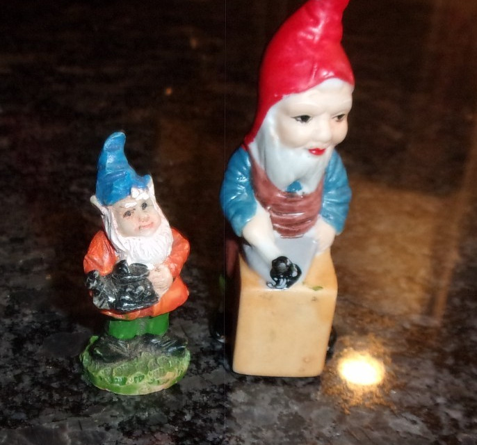 MINIATURE GNOME FIGURES - PORCELAIN/RESIN 3" x 1.5 inch - JAPAN - SIGNED gallery