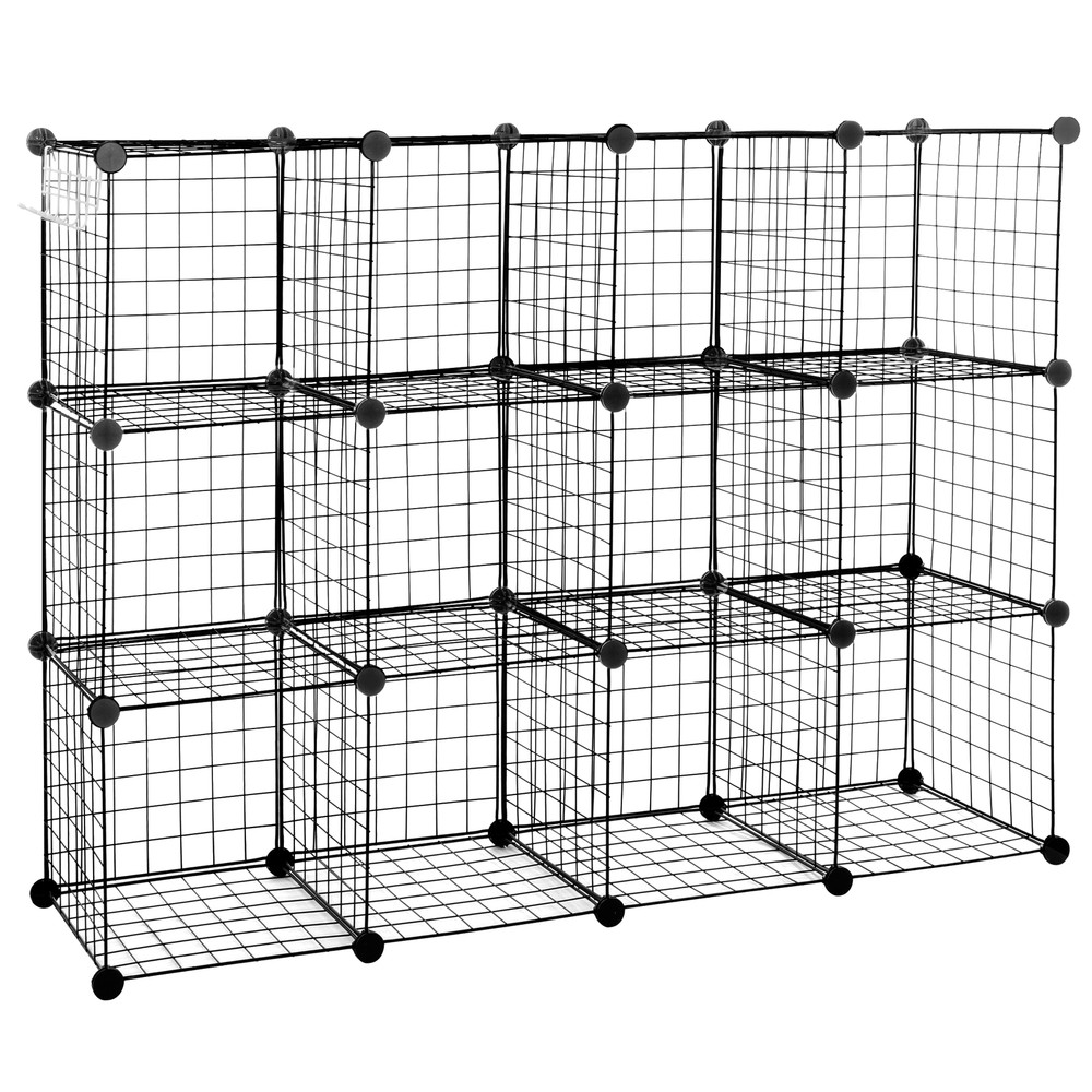 12-Cube Storage Shelf Wire Cube Storage Organizer DIY Closet Cabinet Indoor