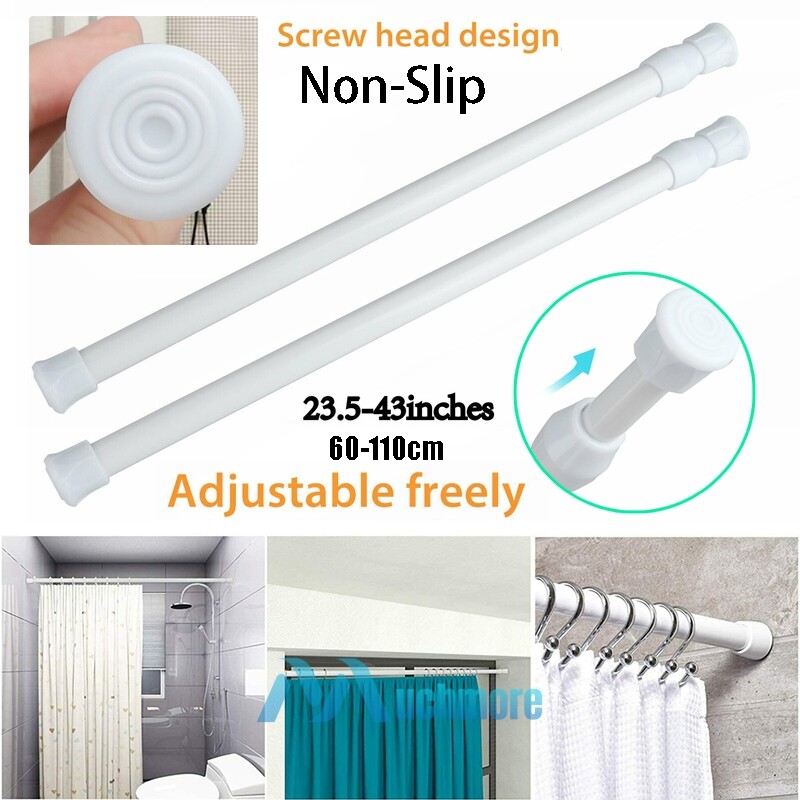 2X Tension Curtain Rod Spring Load Adjustable 23-43in Curtain Pole Expandable US gallery