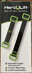HercULift Adjustable Carry Strap, 4″ x 5 ft, Black/Green, 100-500 lbs Loop Sling