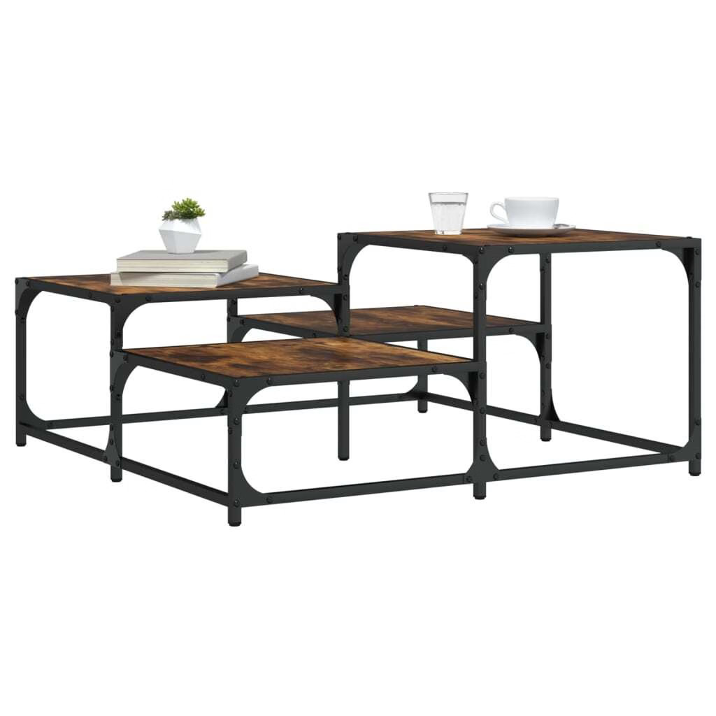 Coffee Table Smoked Oak Engineered Wood, Metal gallery