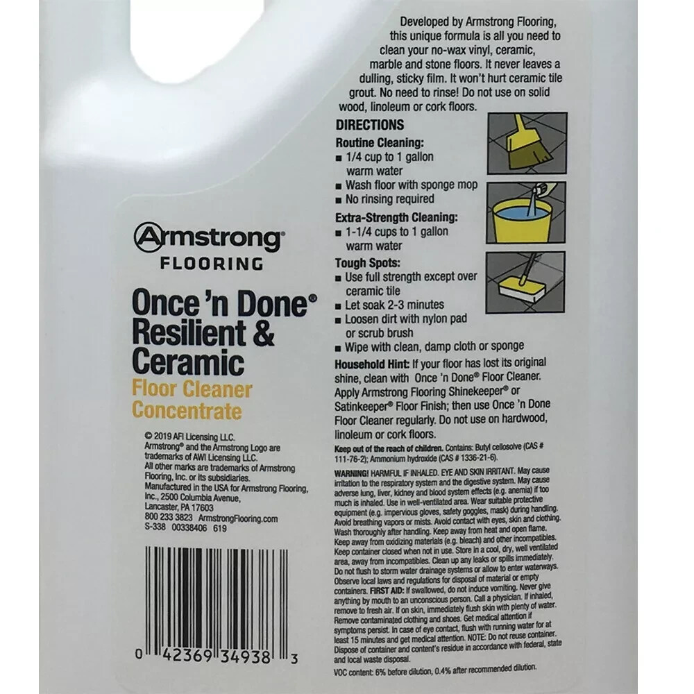 Armstrong Once 'n Done Resilient & Ceramic Floor Cleaner 64oz Concentrate 1/2gal gallery