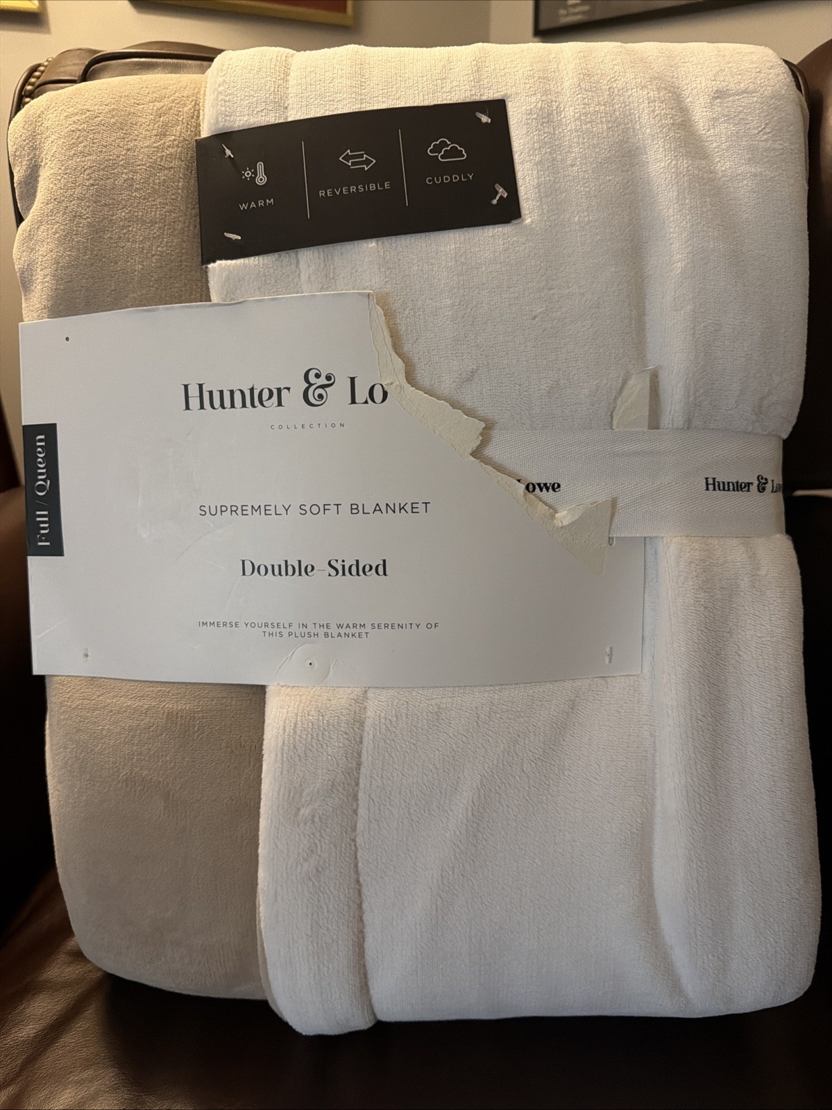 Hunter & Lowe Cream / Taupe Supremely Soft Reversible Queen Blanket gallery
