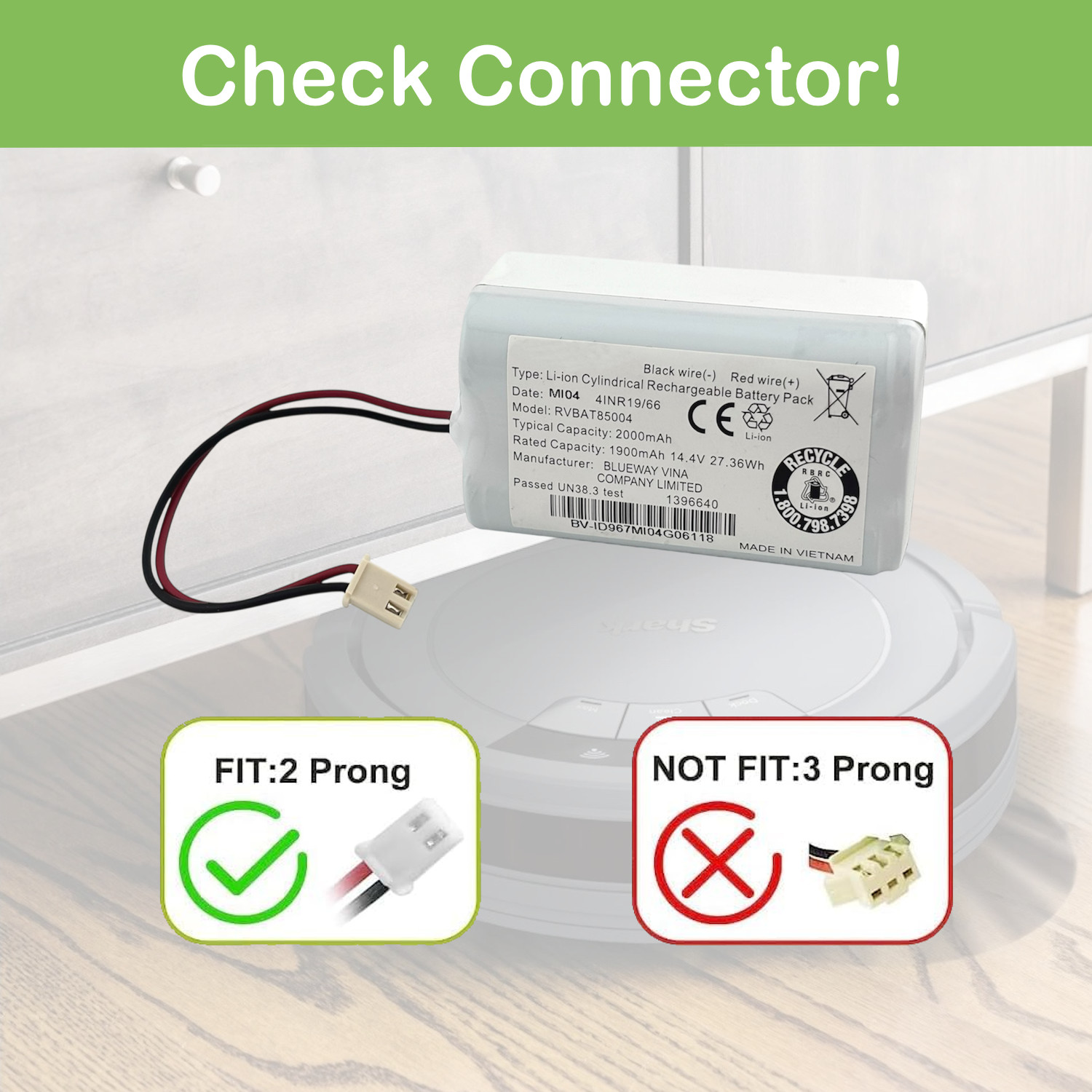 Genuine Li-ion Battery for Shark Robot Vacuum Cleaner RVBAT85004 14.4V 2000mAh gallery