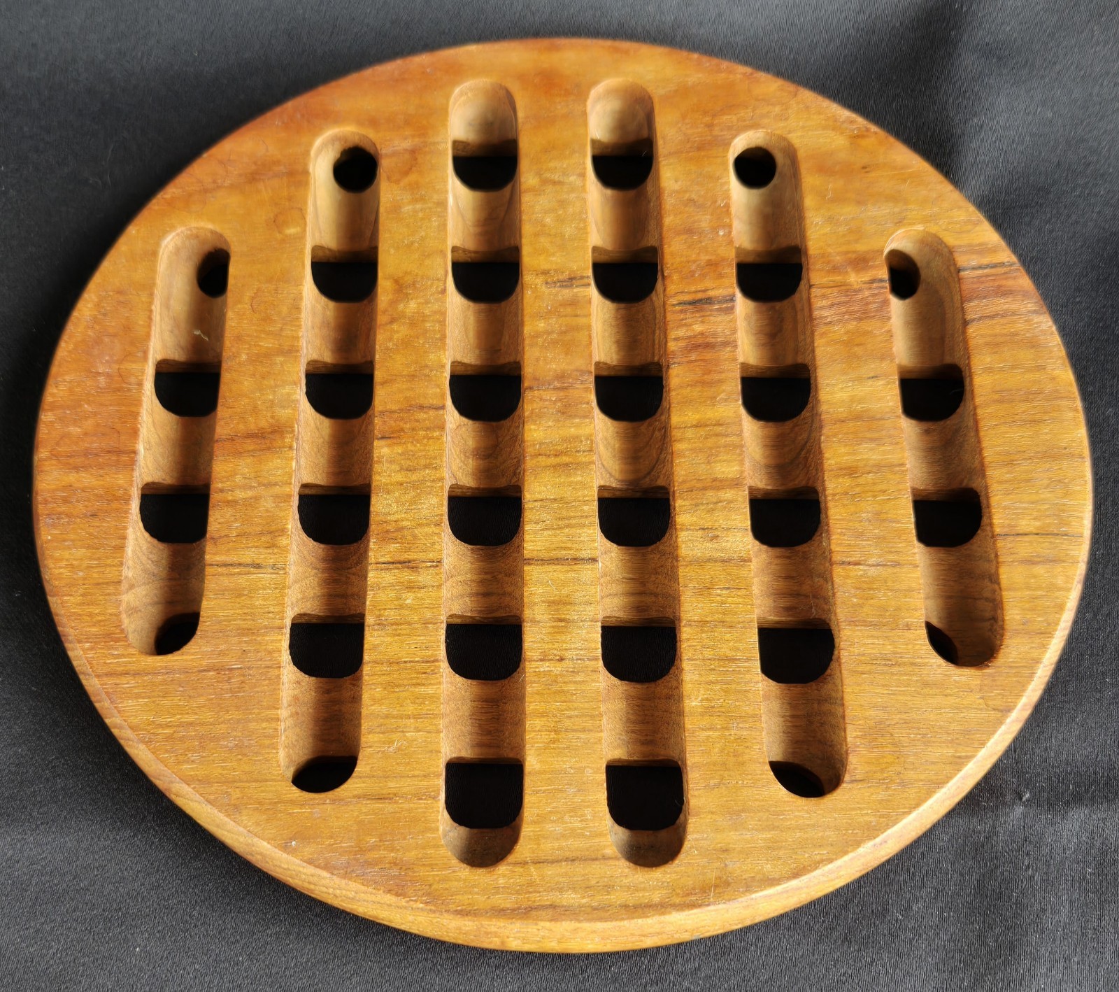 Wood Teak Kitchen Trivet Mid Century Modern Style 7-1/2" wide gallery