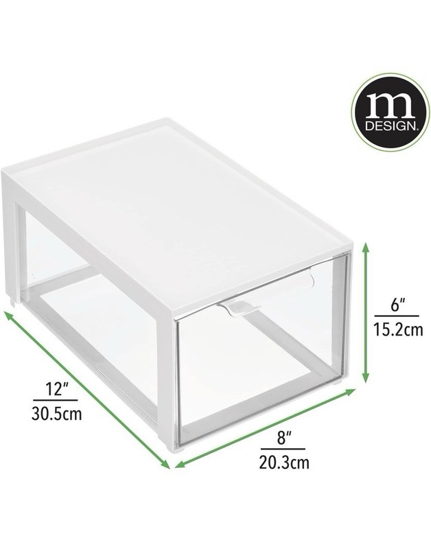 4X mDesign Plastic Stackable Cosmetic Storage Organizer Bin with Pull Out Drawer gallery