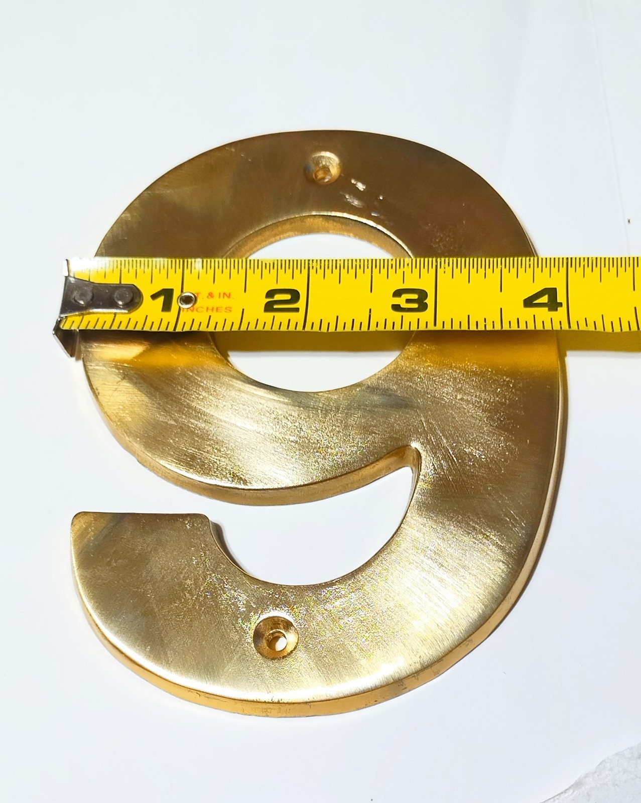 BRASS SOLID 5"INCHES House Numbers 9 OR 6 WITH SCREWS Vintage Lot. gallery