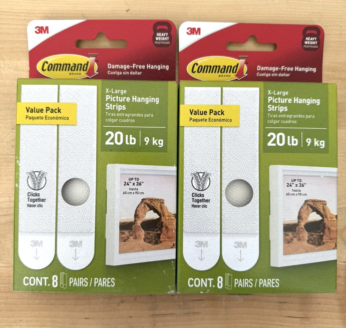 2 PACKS Command 20lb XL Hanging Strips, 16 total (8 pairs in each pack) gallery