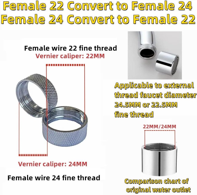 Faucet Adapter Various Sizes, female 55/64"-27T transform female 15/16"-27T gallery