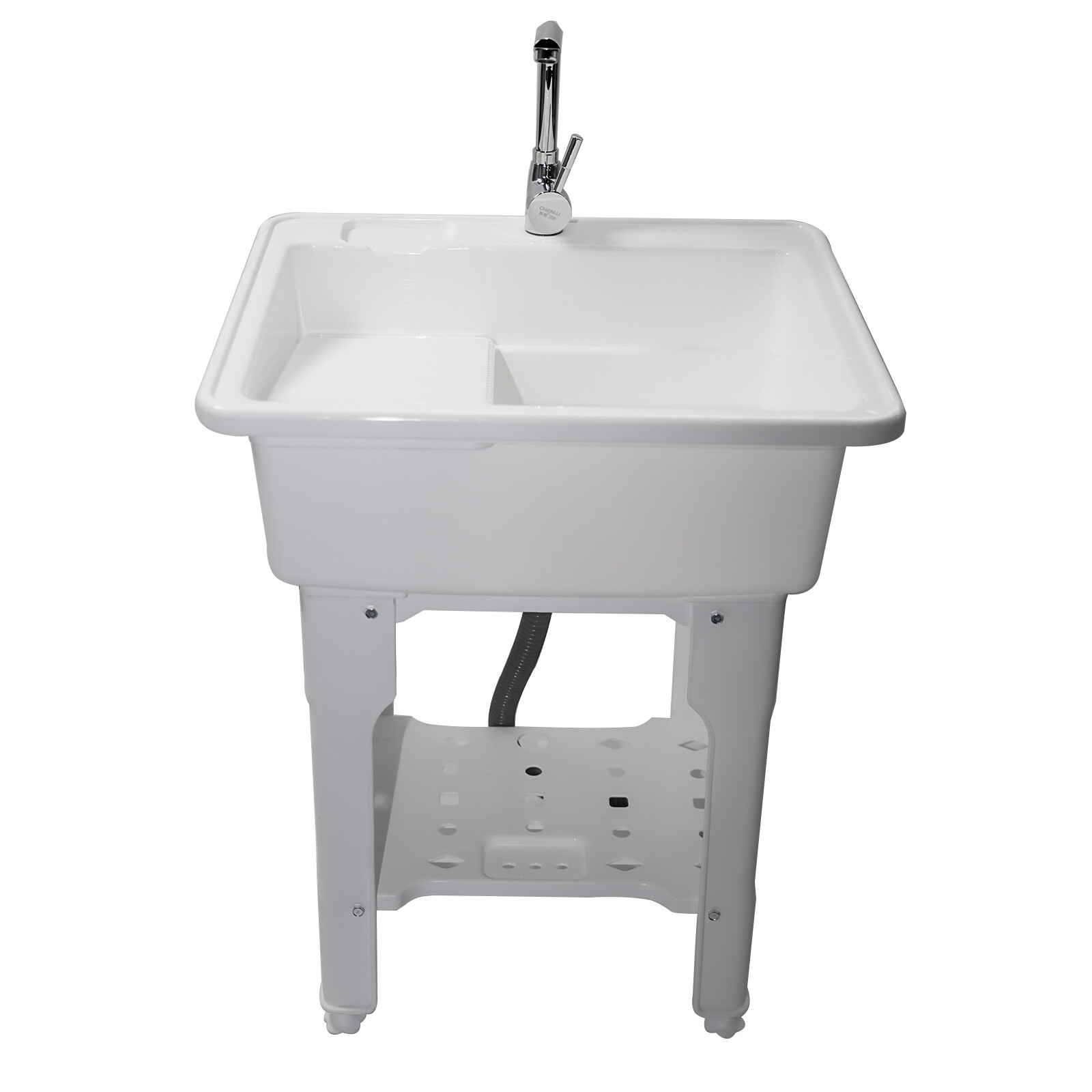 Freestanding Kitchen Sink Commercial Laundry Utility Room Sinks w/ Faucet White gallery