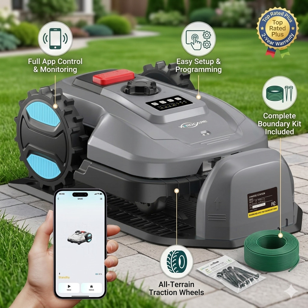 Robot Lawn Mower App Control Automatic Robotic Mower Obstacle Detection 1/8 Acre gallery