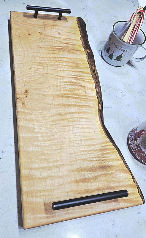 Handcrafted live edge curly maple board – charcuterie, cheese & serving tray gallery