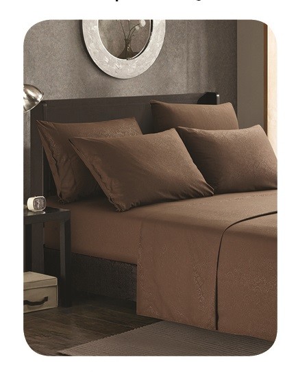 Platinum Hotel Quality Embossed Queen Sheet Set w/4 Pillow Cases Chocolate Brown gallery
