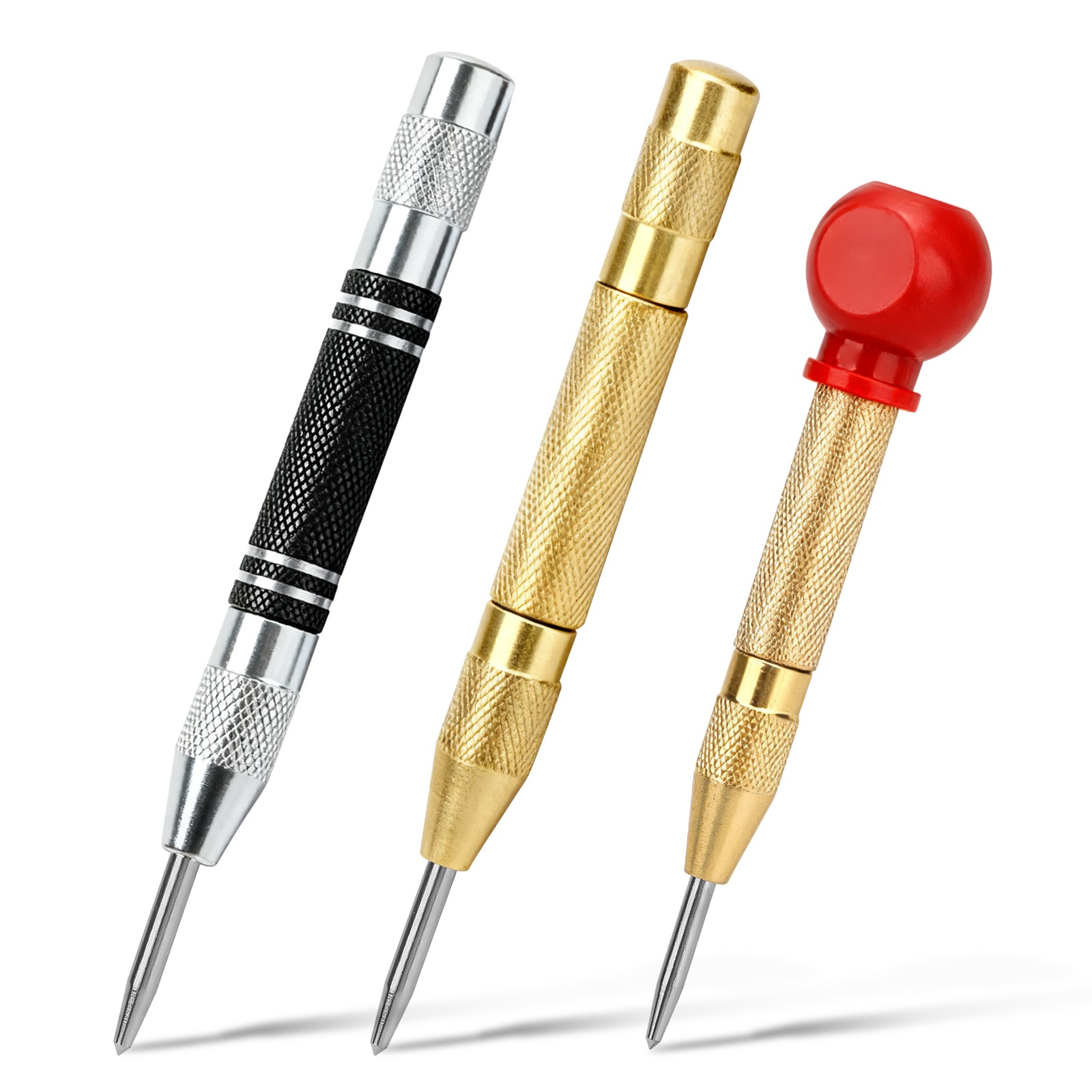 3PCS Automatic Center Punch Strike Spring Loaded Marking Starting Hole Tool Set gallery