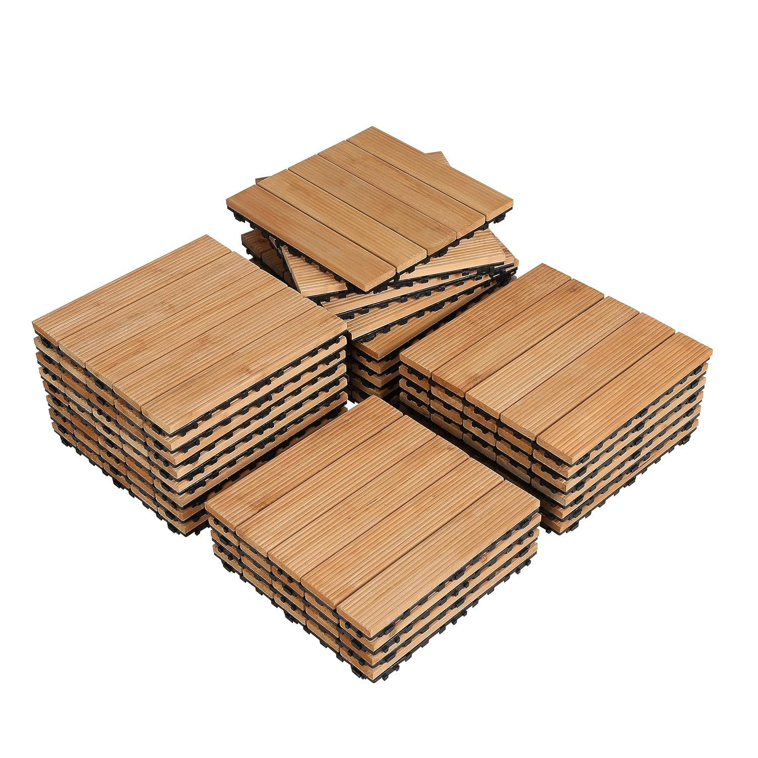 27PCS Interlocking Fir Wood Patio Deck Tiles for Outdoor & Indoor Use gallery