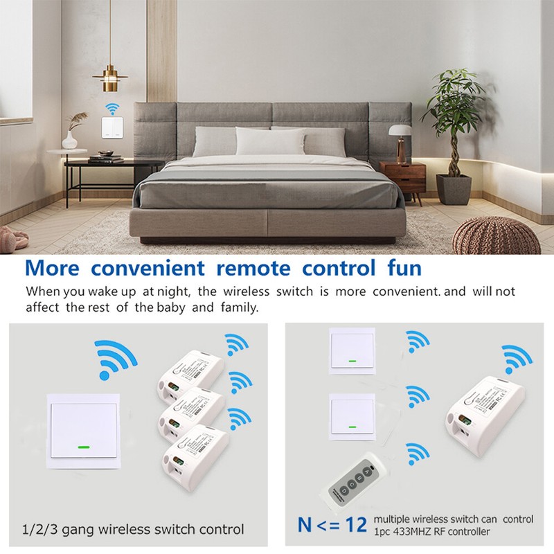 110V-220V Wireless RF Smart Switch Module + 433mhz Wall Panel Transmitter Remote gallery