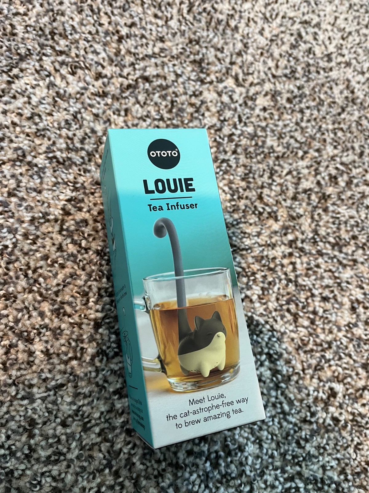 Louie Cat Tea Infuser Silicone Loose Leaf Steeper Gray White Kitchen Accessory gallery