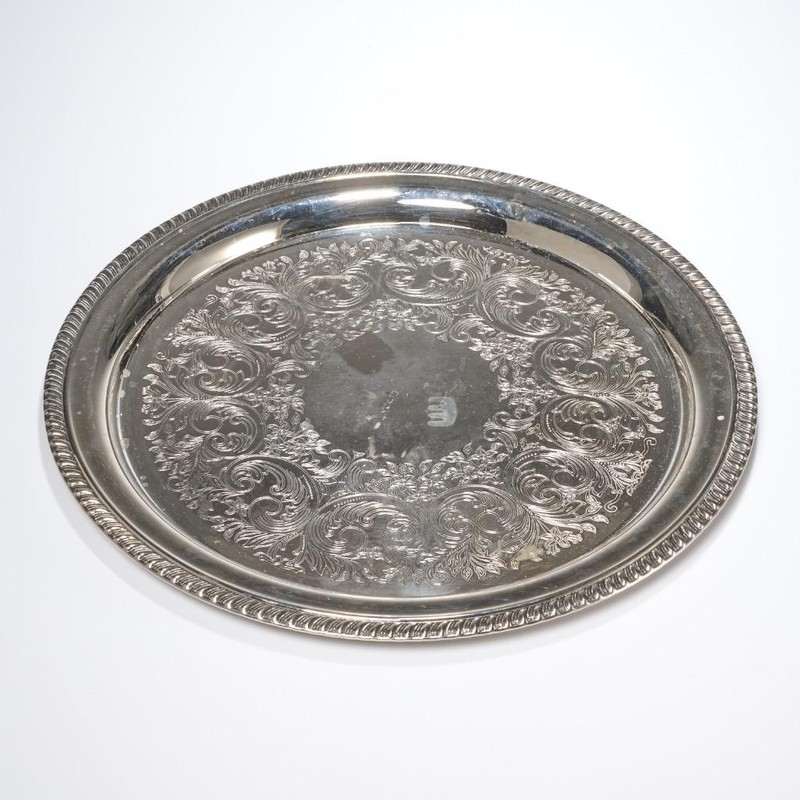 Silver Tone Plated Round Rectangular Serving Tray 8pc Mixed Lot gallery