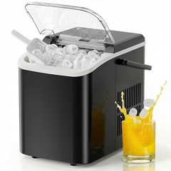 Countertop Ice Maker 9 Bullet Cubes 6 Mins 26lbs/24H Auto-Cleaning