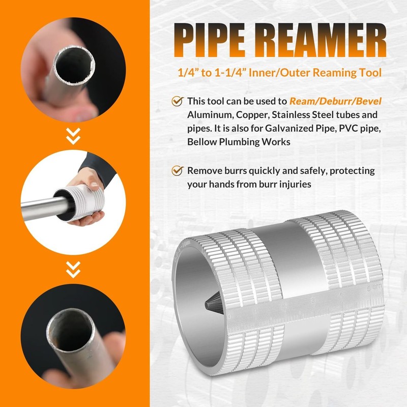 1/4" to 1-1/4" Inner/Outer Reaming Tool Pipe Reamer Fits for 29983 223S Reamer gallery