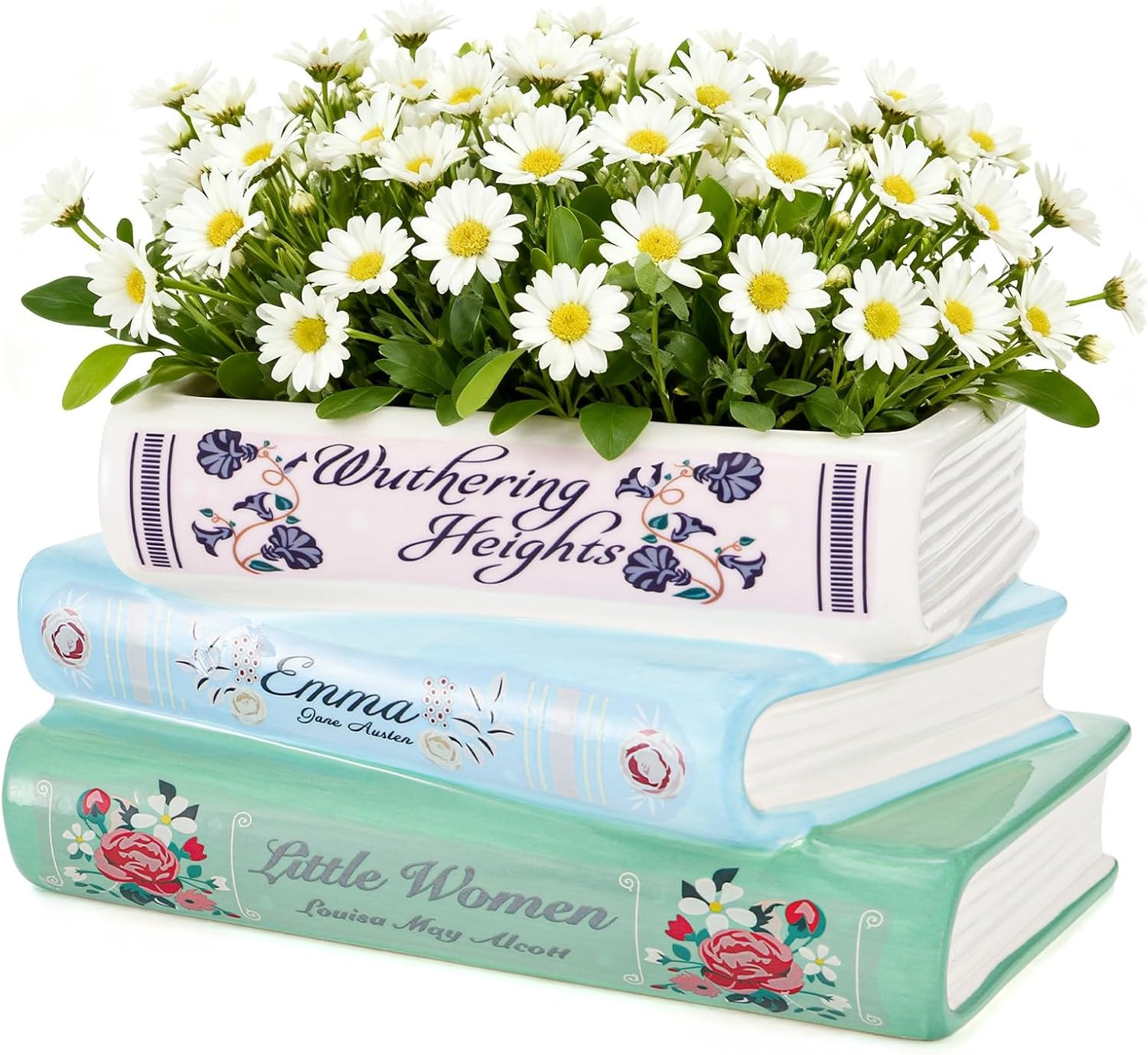 Book Planter Pot, Ceramic Book Shaped Decorative Planter with Drainage Hole, Sma gallery