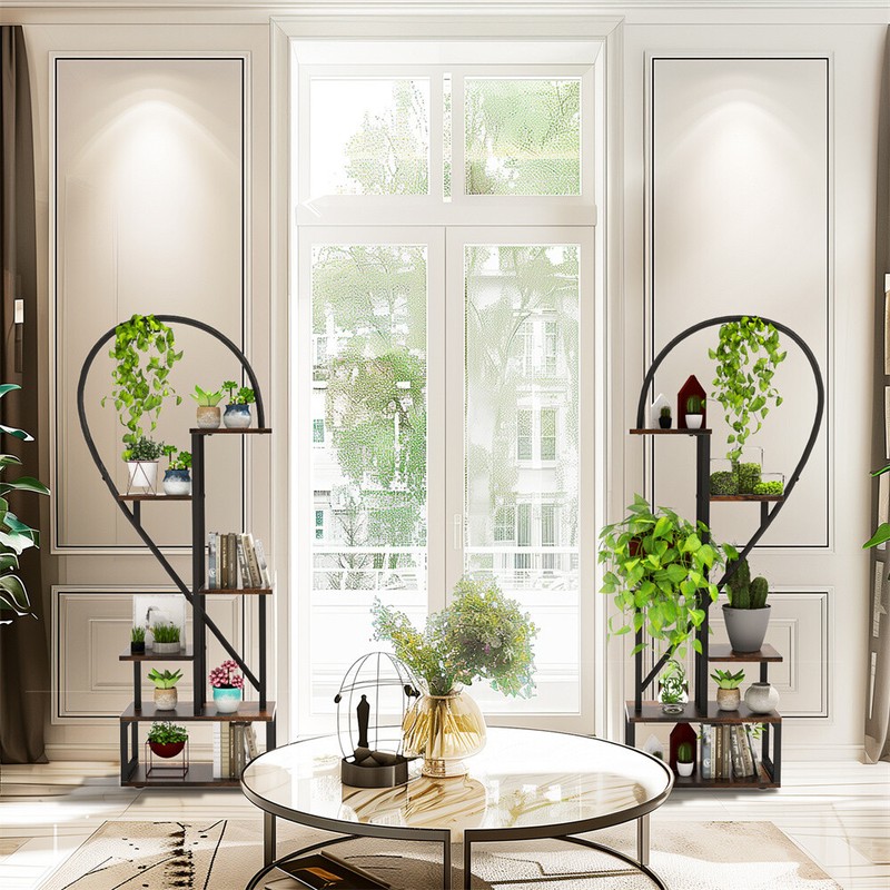 2-pack Half Heart Shape Plant Stand Heavy Duty Planter Rack for Home Office Deco gallery