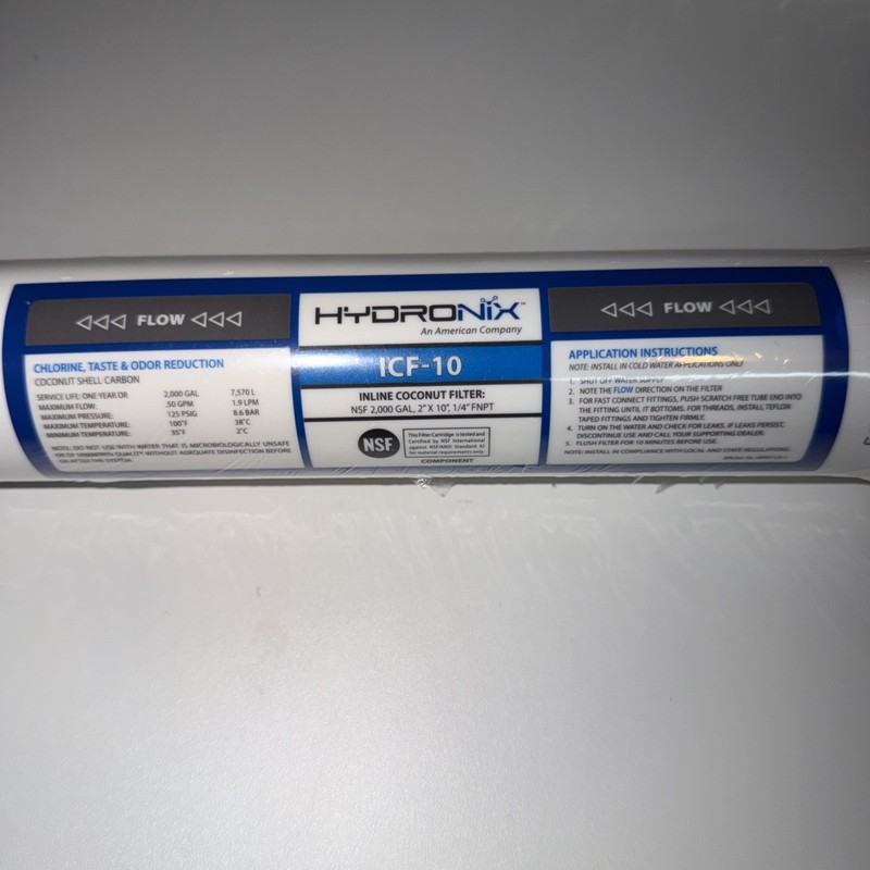 RO Post Polishing Fridge Ice Inline Coconut GAC Water Filter, 2000 Gal, 1/4" NPT gallery