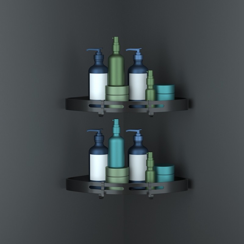 2PCS Shower Shelf Caddy Triangular Bathroom Organizer Storage Holder Corner Rack gallery