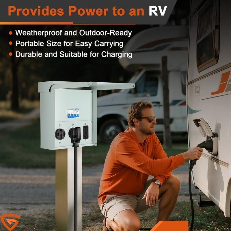 RV Electrical Outlet Panel with Breaker Temporary Power Outlet 20/ 30/ 50 Amp gallery