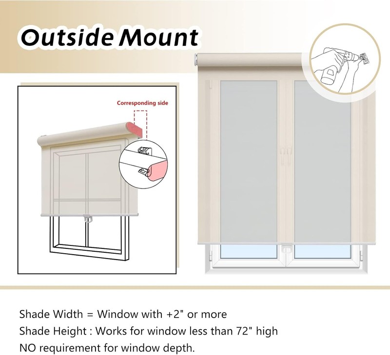 Cordless Roller Shades for Windows Light Filtering Shades with 5% Openness Solar gallery