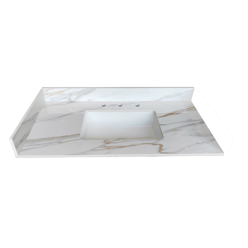22" Sidesplash Vanity Top 4" Backsplash Carrara White Veins gallery
