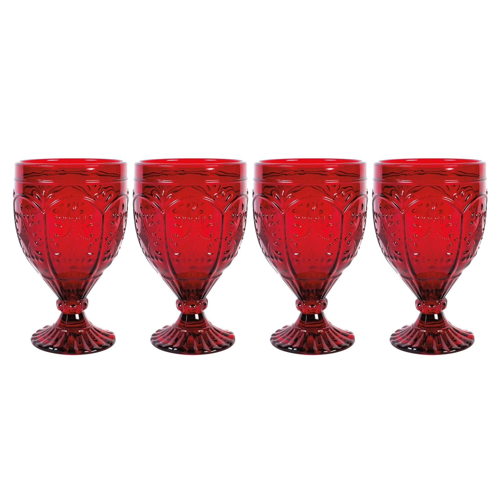 Fitz and Floyd Trestle Glassware Ornate Goblets, 4 Count (Pack of 1), Red gallery