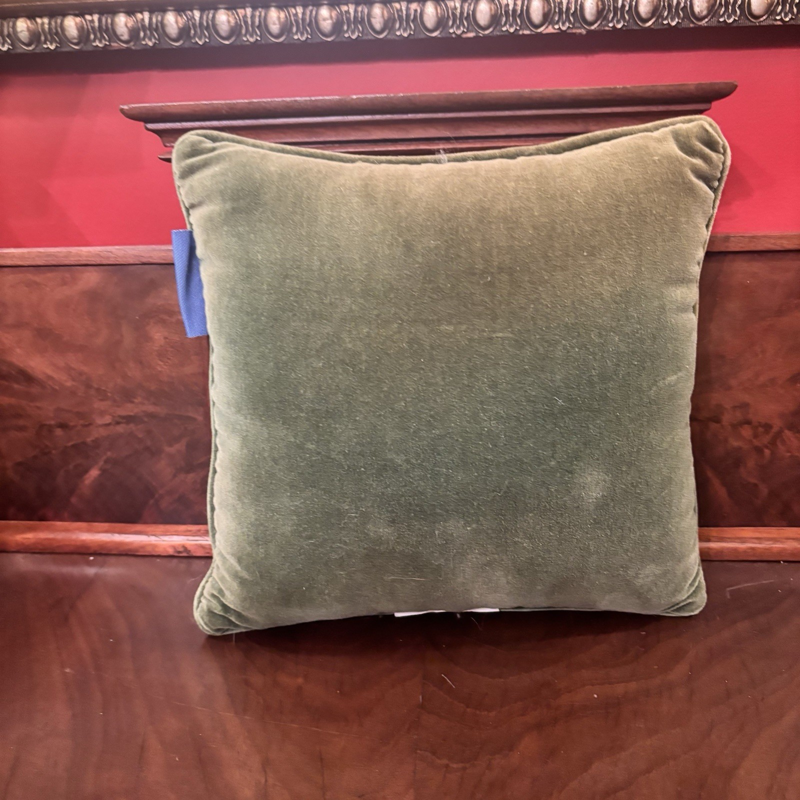 Williamsburg Needlepoint Butterfly Accent Pillow Green Velvet Back 10” x 10” gallery