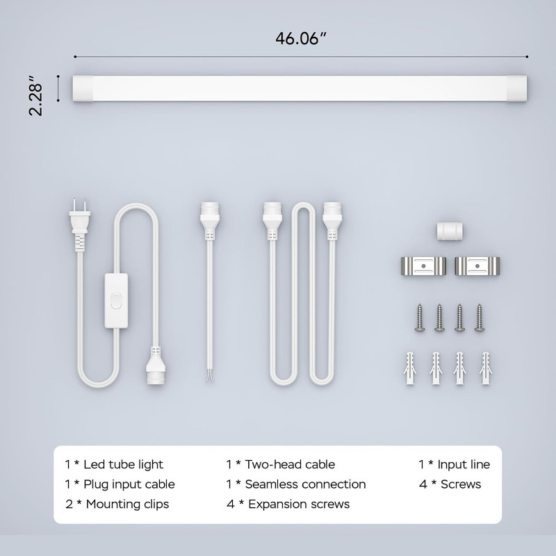 Plug in Light Fixture, 4FT Linkable 5000K Plug-in Ceiling Lights for Shop Garage gallery
