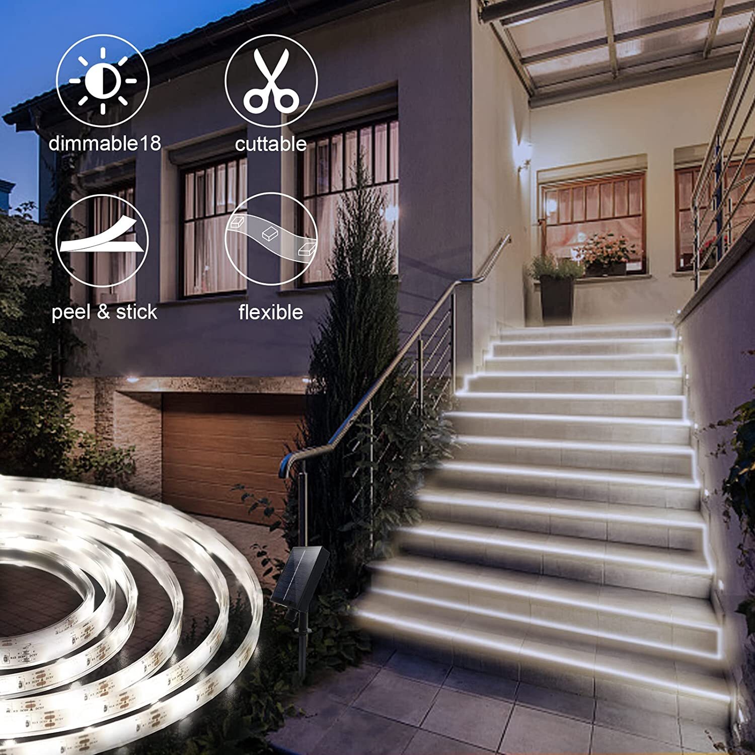 300 LED Solar Strip Light Flexible Lamp Outdoor Garden Decor Lights 8 Modes gallery