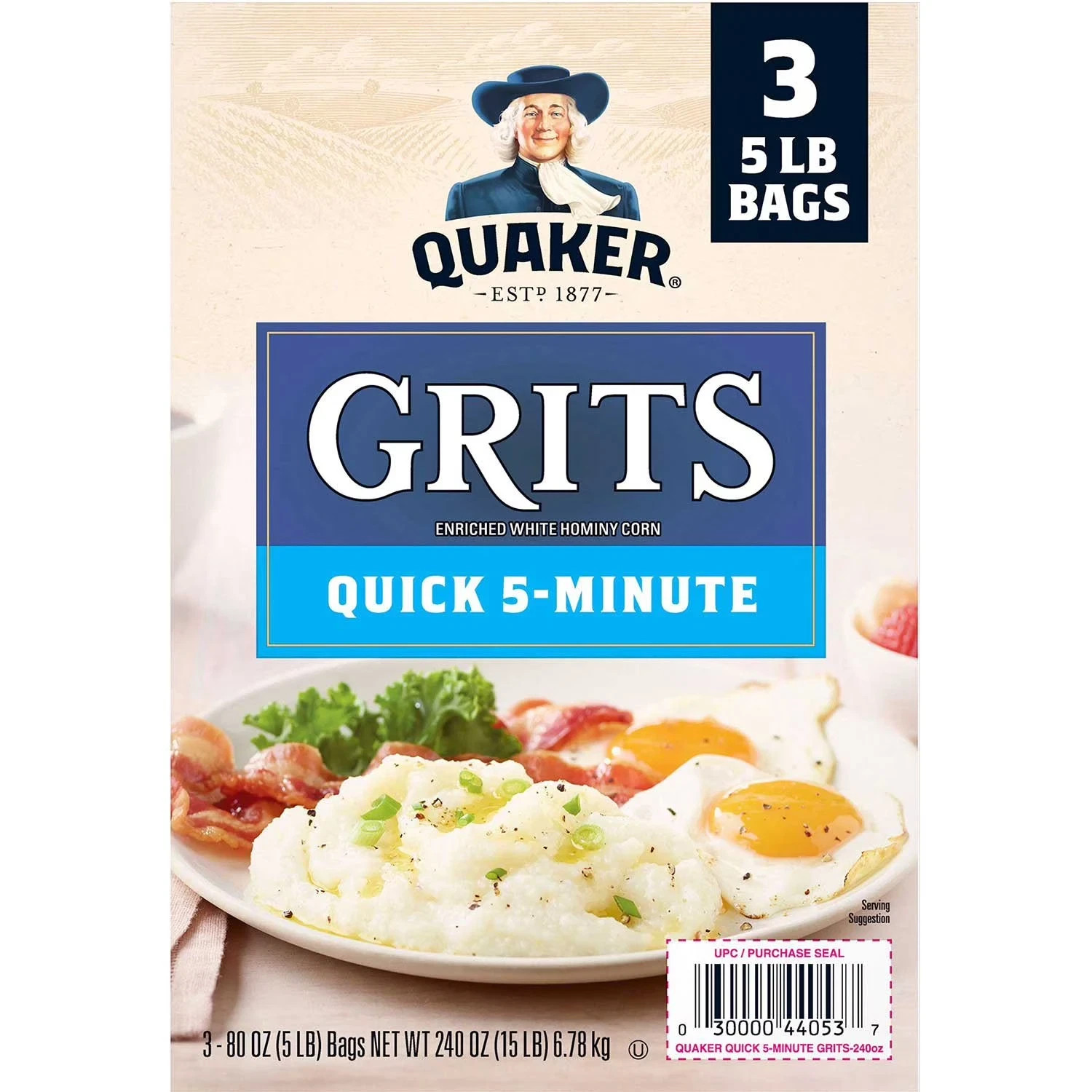 Quaker Quick 5-Minute Grits (15 lb., 3 pack.) Smooth & Creamy Texture FRESH gallery