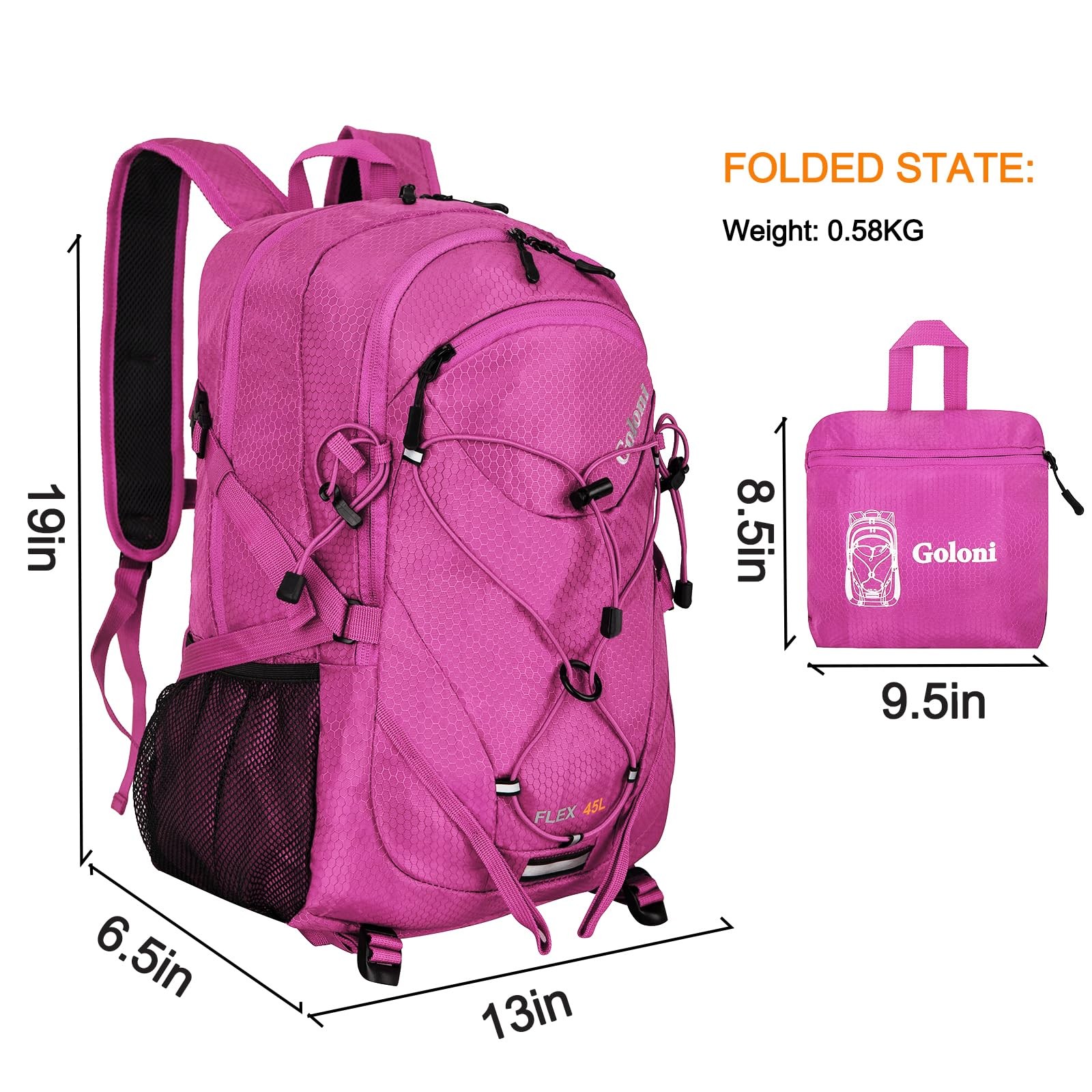 45L Hiking Backpack Lightweight Foldable, Waterproof Camping Backpack with Ra... 2