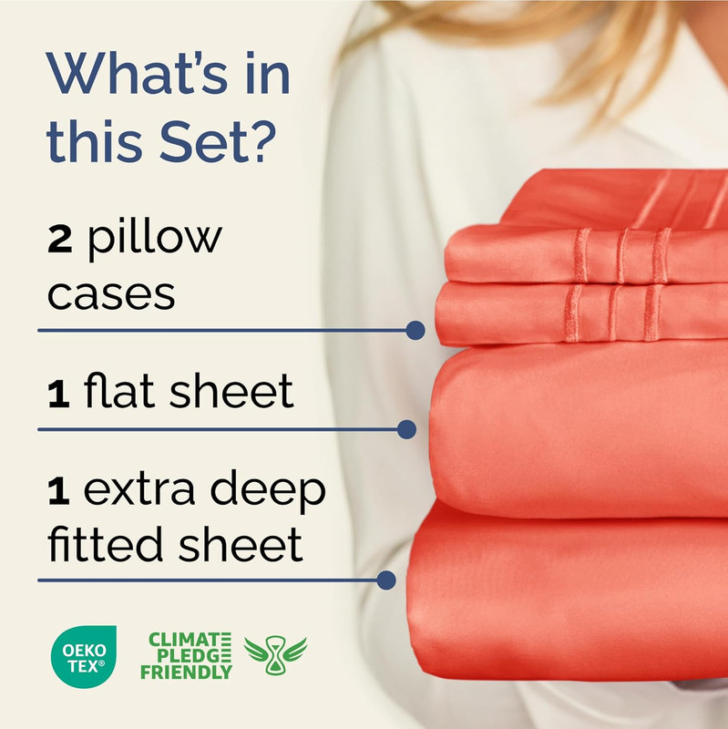 Extra Deep Pocket King Sheets - 4 Piece Breathable & Cooling Bed Sheets - Hotel gallery