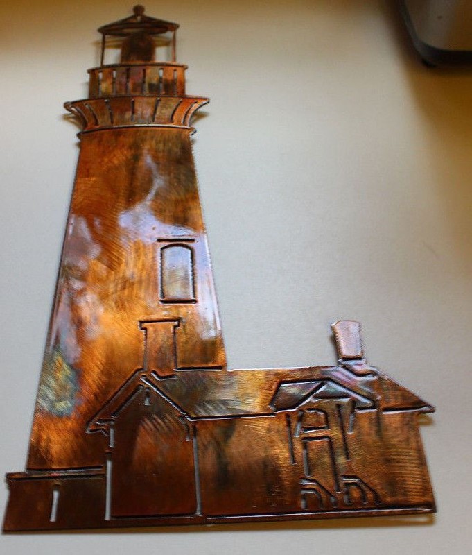 Nautical Lighthouse Wall Art Metal - Copper - 17" x 8 1/2" gallery