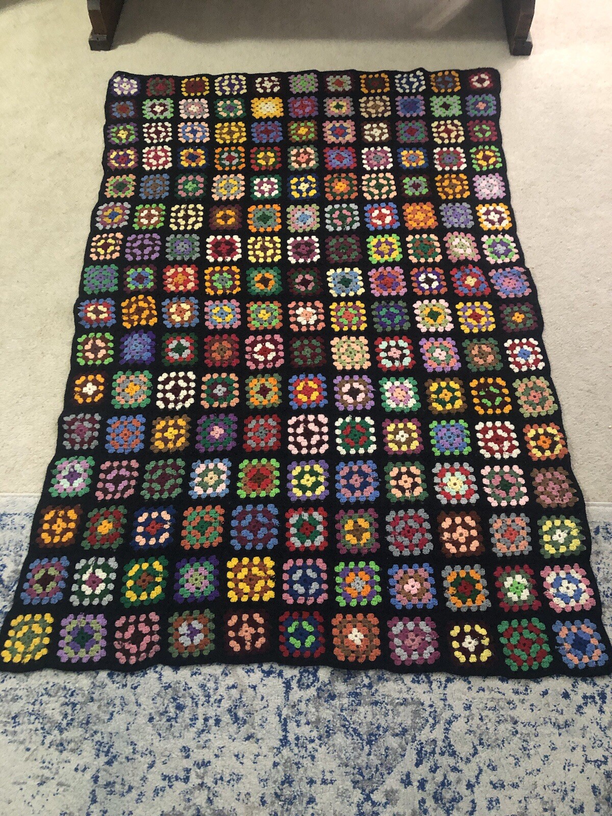 HAND MADE Multi-Color GRANNY SQUARES AFGHAN HAND MADE 41 x 77 gallery