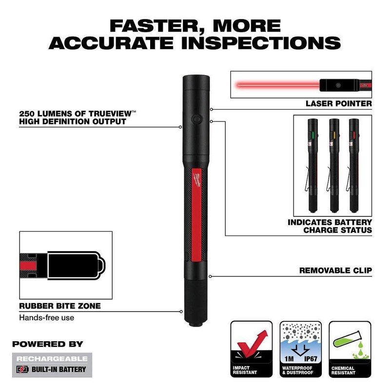 Milwaukee Penlight With Laser Rechargeable 250L gallery