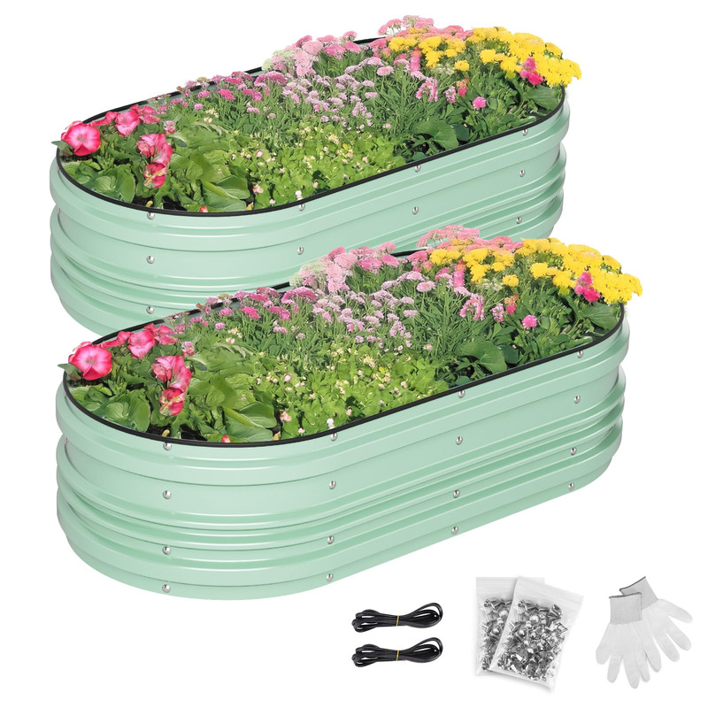 Workpro 2Pk 4X2X1Ft Galvanized Raised Garden Bed Set Rust Corrosion Protection gallery