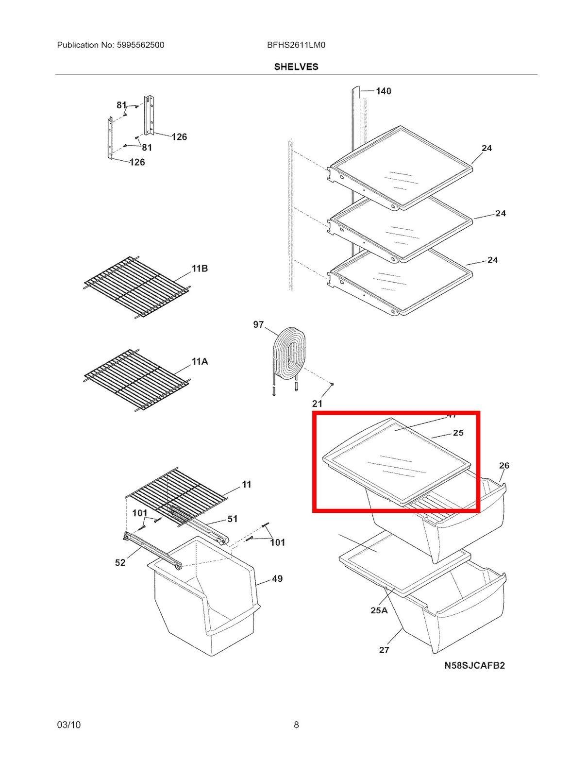 Crisper Pan (Top) Compatible with Frigidaire Refrigerator 240350701 gallery