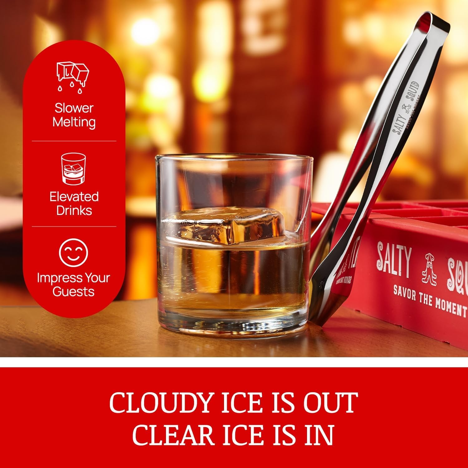Clear Craft Ice Cube Maker – Square Ice Cube Mold makes 10 Large 2"Crystal Clear gallery