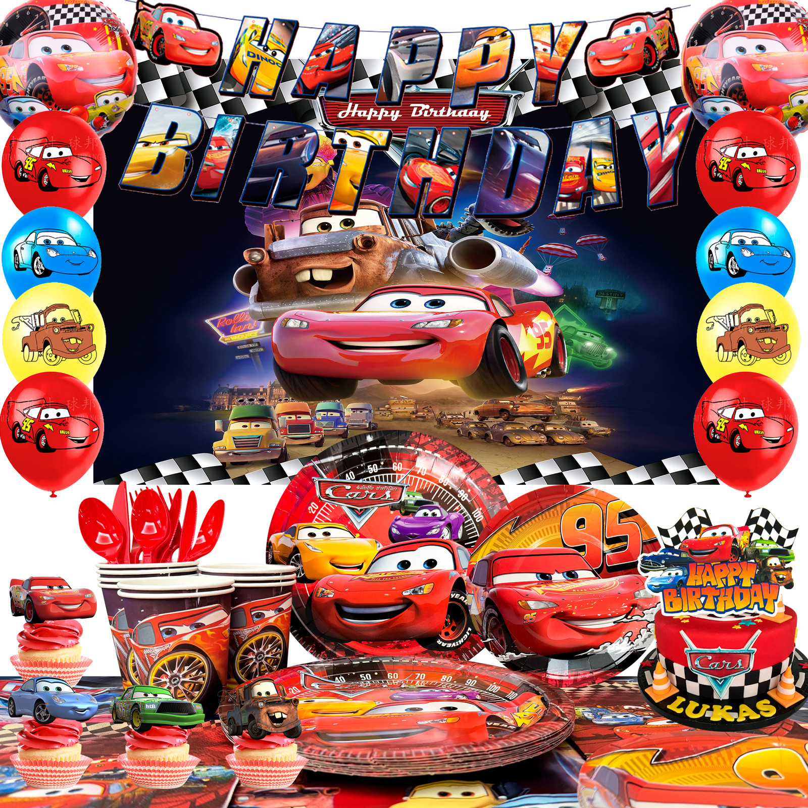 Cars Party Decoration Lightning Mcqueen Birthday Supplies Balloon Cupcake Topper gallery
