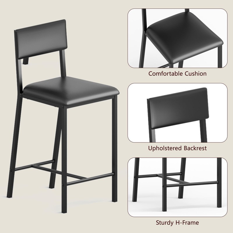 Dining Table Set for 2, Counter Height Table with 2 Upholstered Chairs and St... gallery