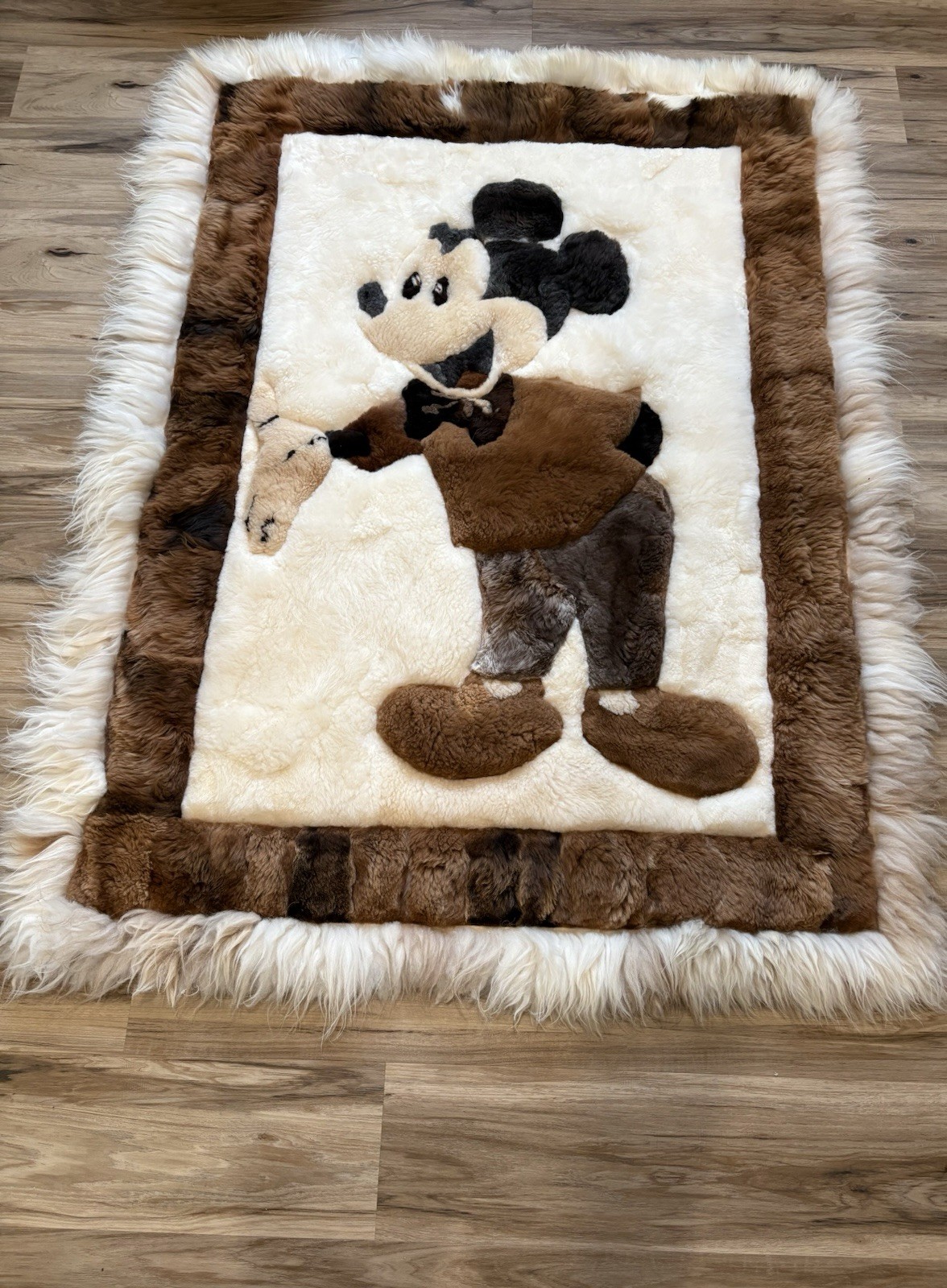 RARE!! MICKEY MOUSE ALPACA FUR SOFT RUG/Wall Hanging!44x60 Great For Kids Room! gallery