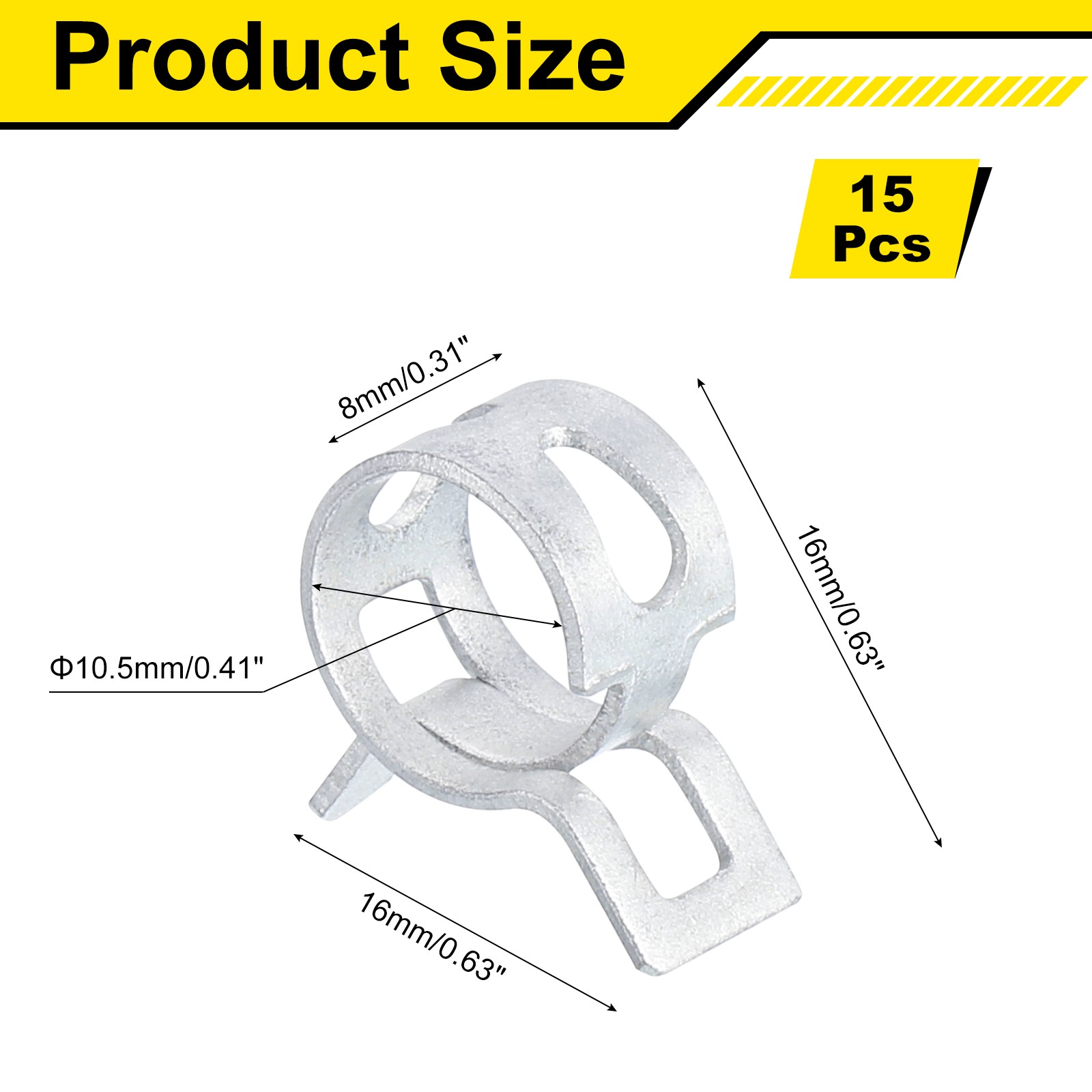 10.5mm Spring Band Action Fuel/Silicone Vacuum Pipe Clamp, Silver gallery