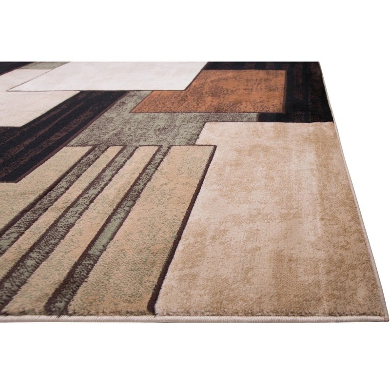 Modern Geometric Runner Area Rug Brown and Green 1 ft 9 in x 7 ft 2 in gallery